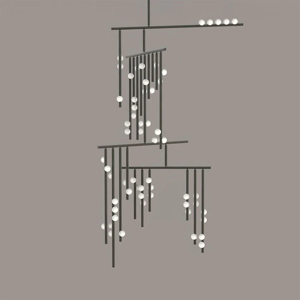 Brass Glass Drop Chandelier