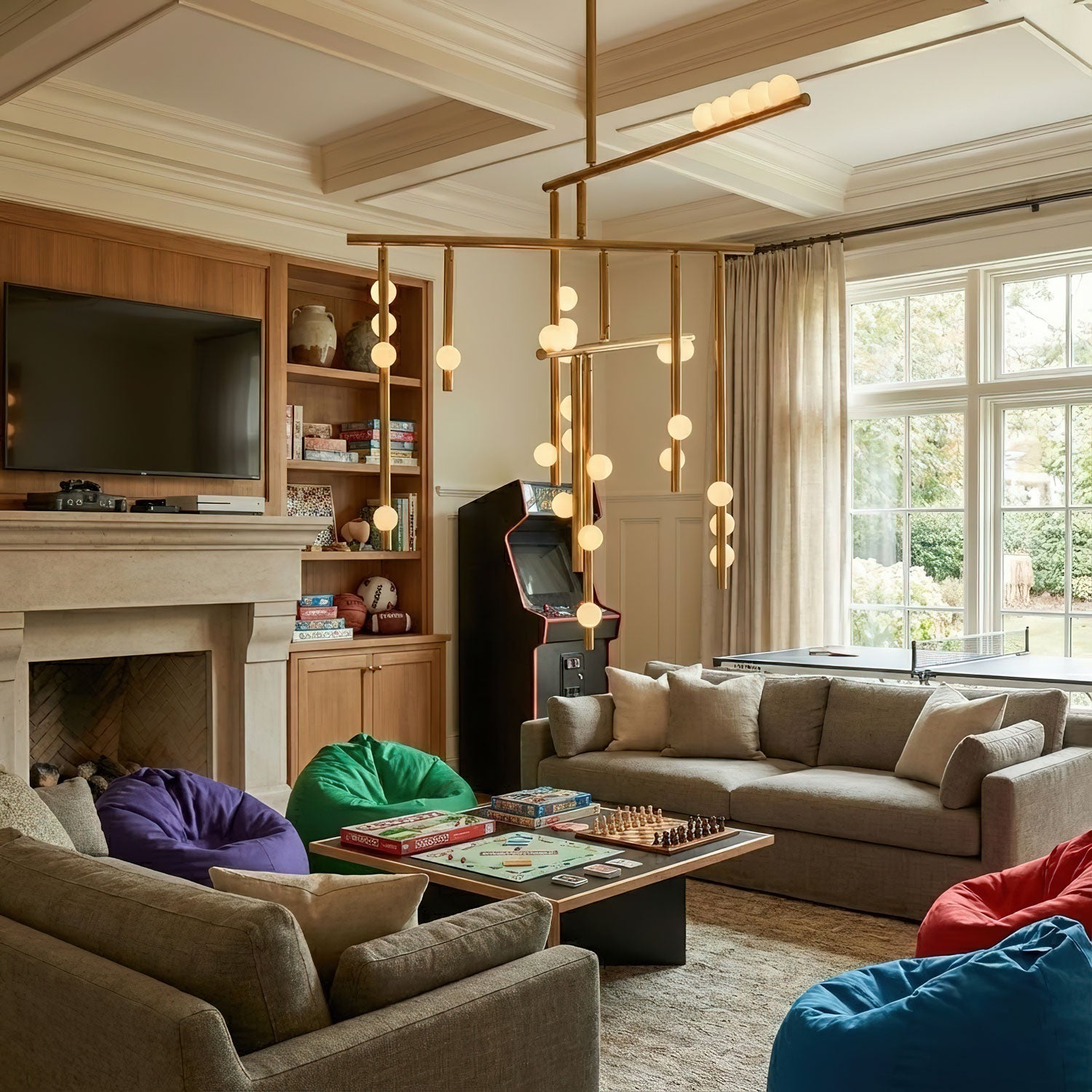 Brass Glass Drop Chandelier