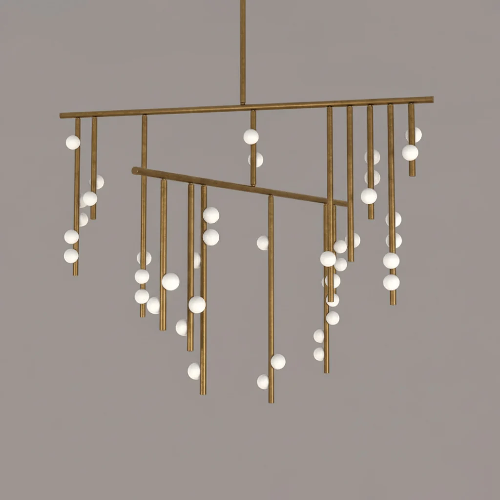 Brass Glass Drop Chandelier