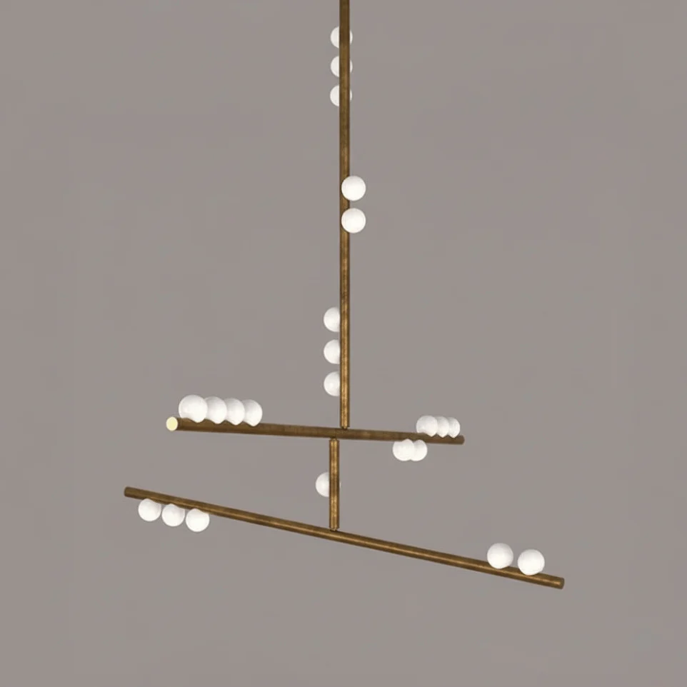 Brass Glass Drop Chandelier