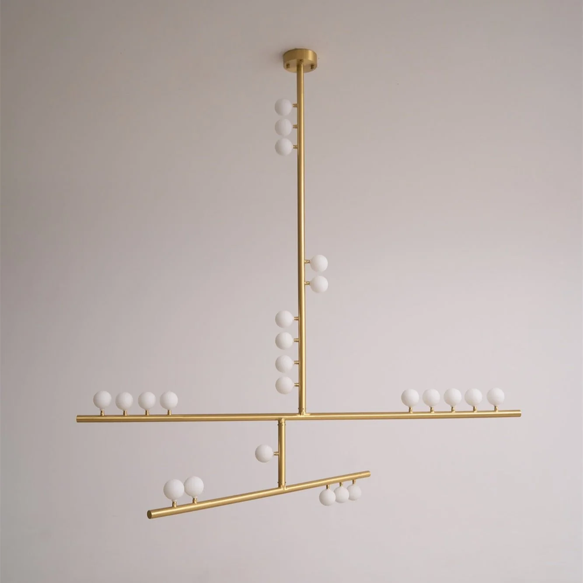 Brass Glass Drop Chandelier