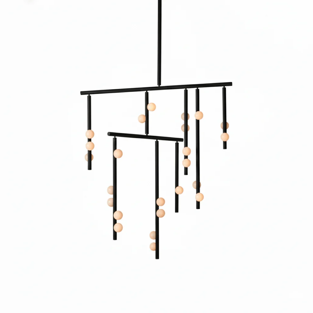 Brass Glass Drop Chandelier