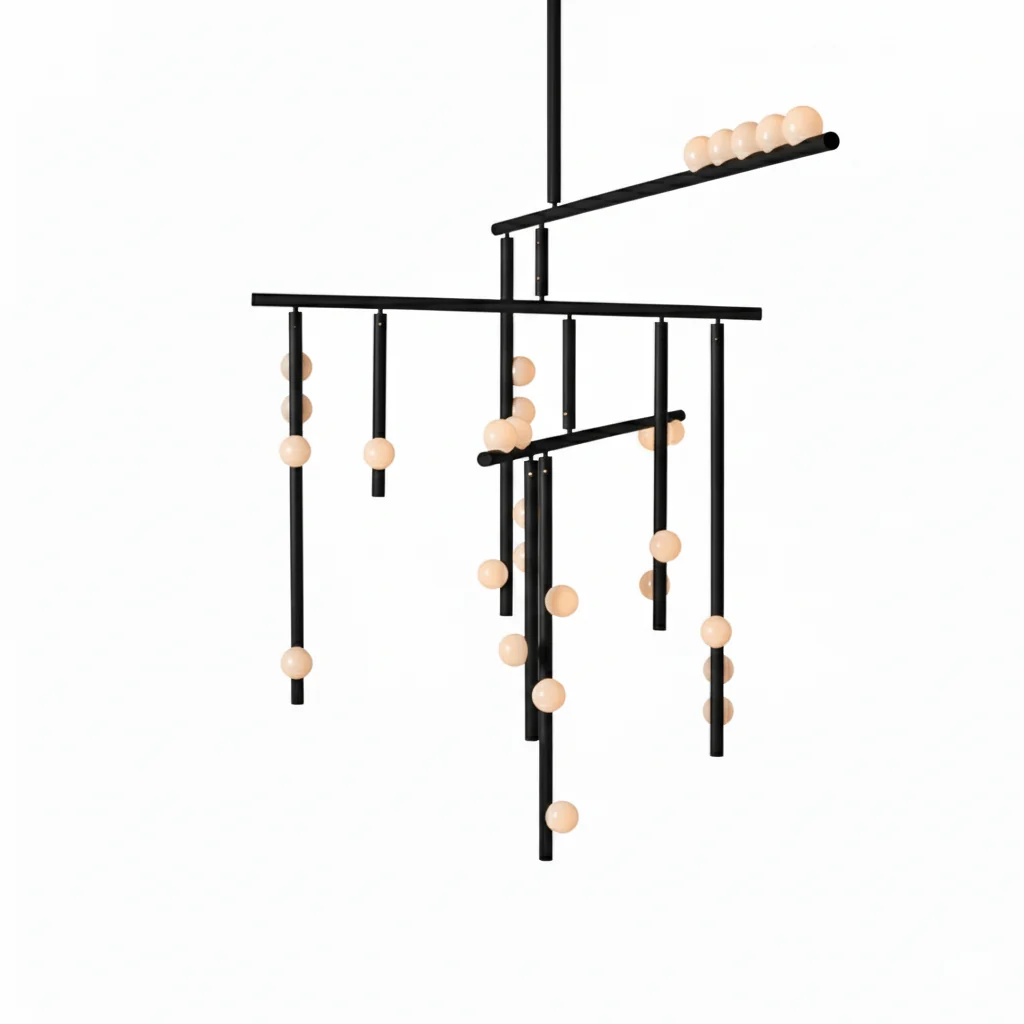 Brass Glass Drop Chandelier