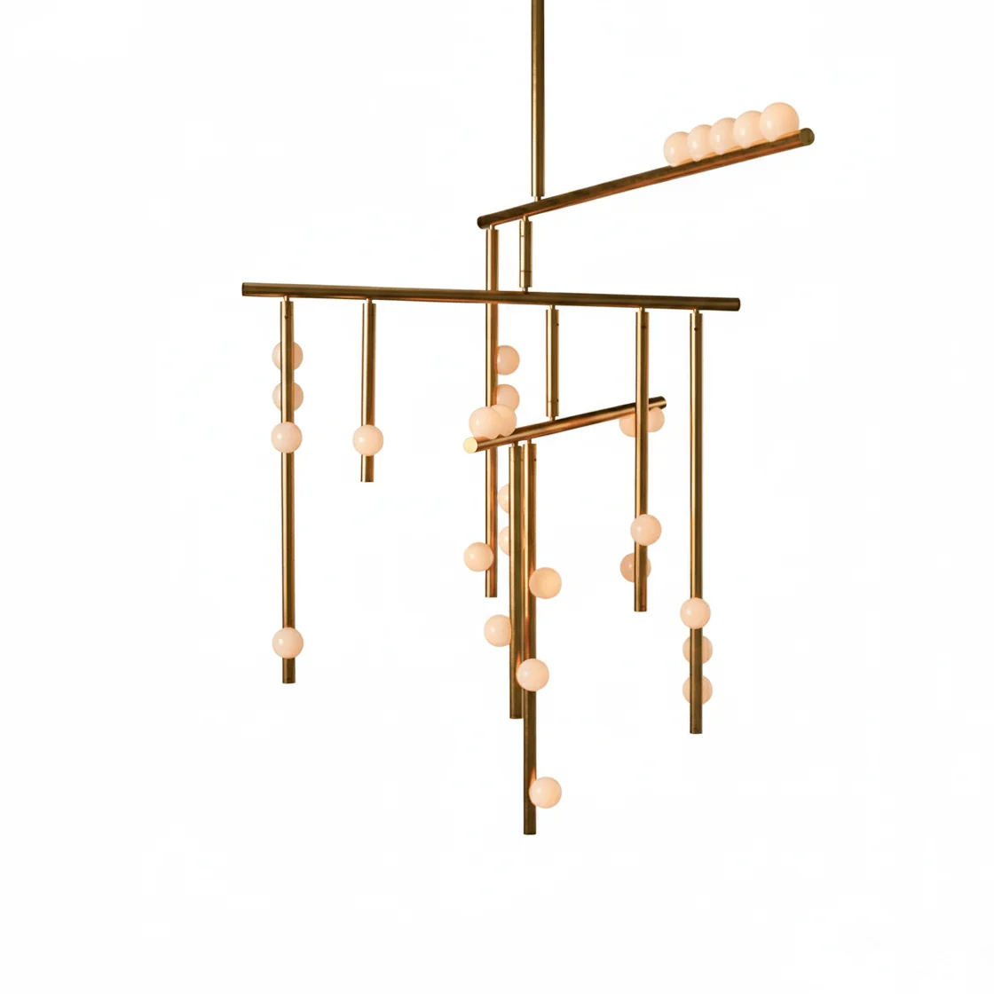 Brass Glass Drop Chandelier
