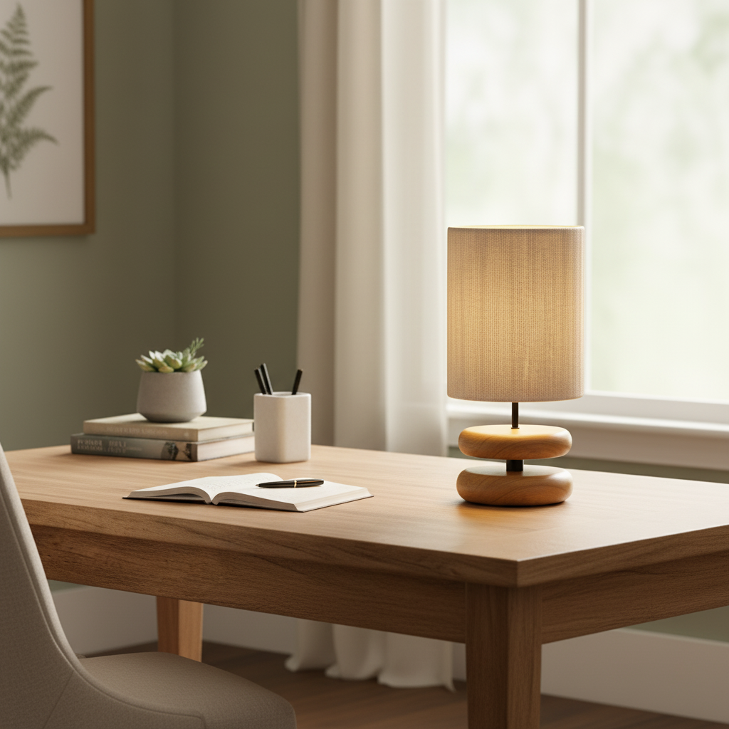 Cairn Stacked Wood Table Lamp