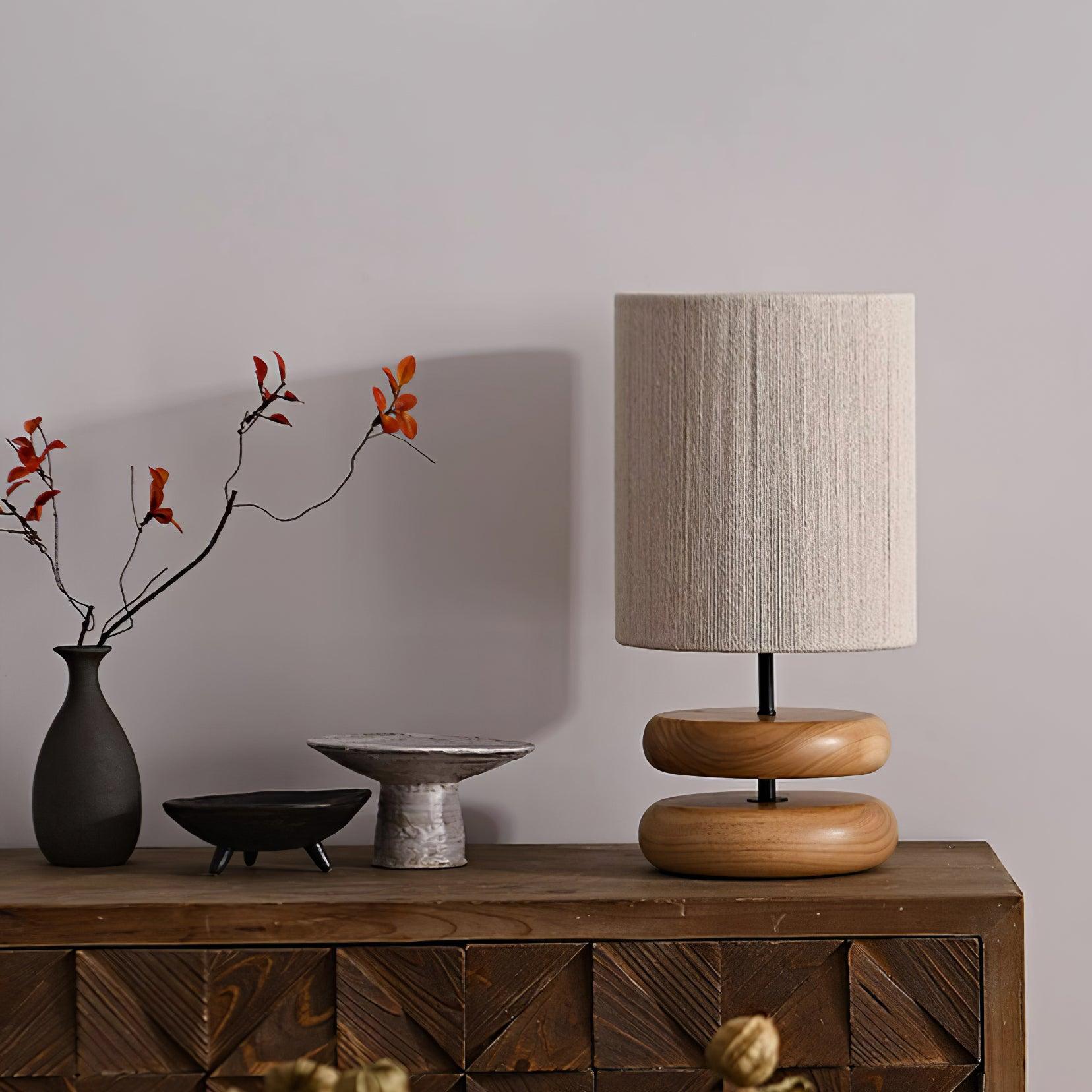 Cairn Stacked Wood Table Lamp