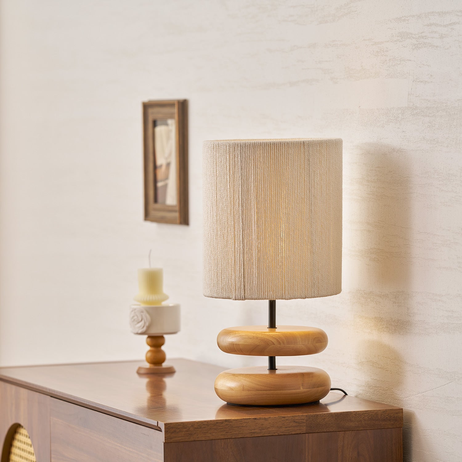 Cairn Stacked Wood Table Lamp