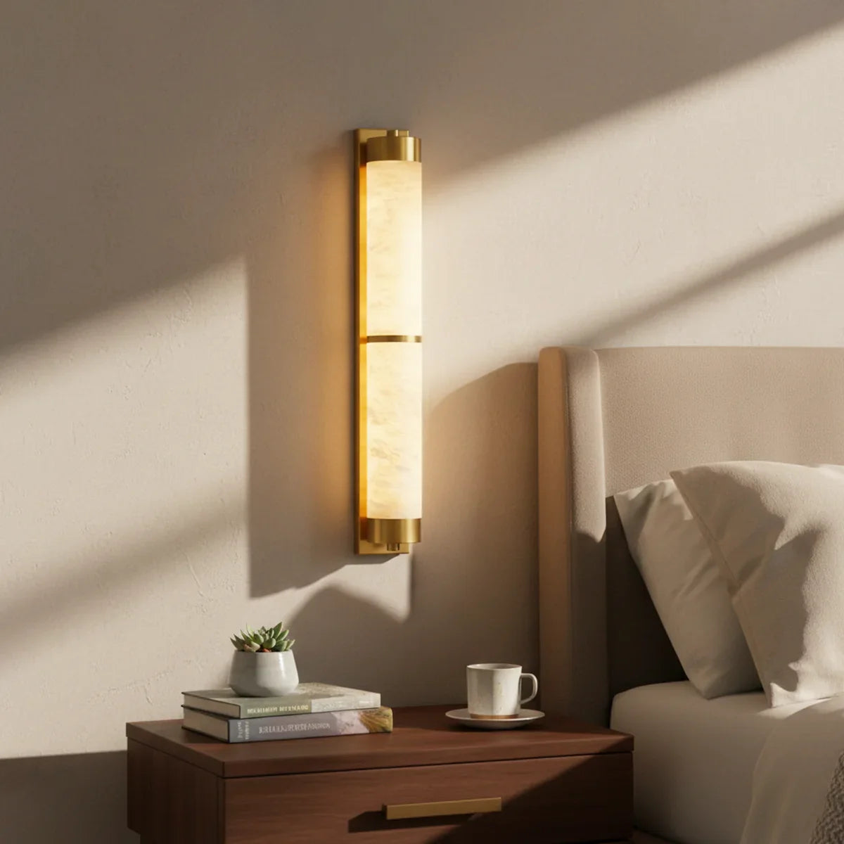 Calista Linear Alabaster Brass Sconce