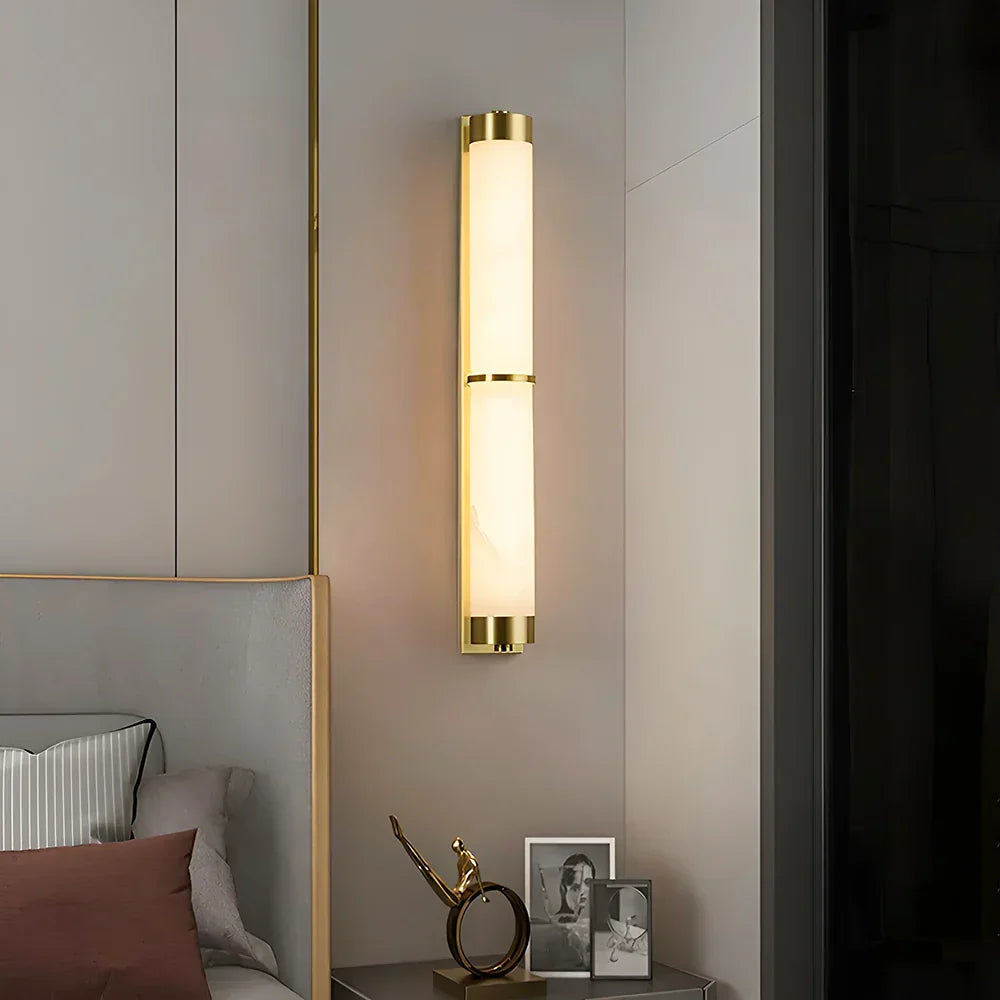 Calista Linear Alabaster Brass Sconce