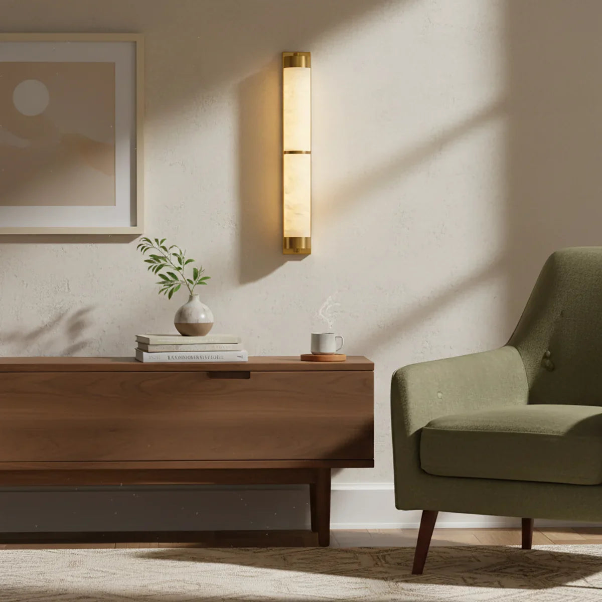 Calista Linear Alabaster Brass Sconce