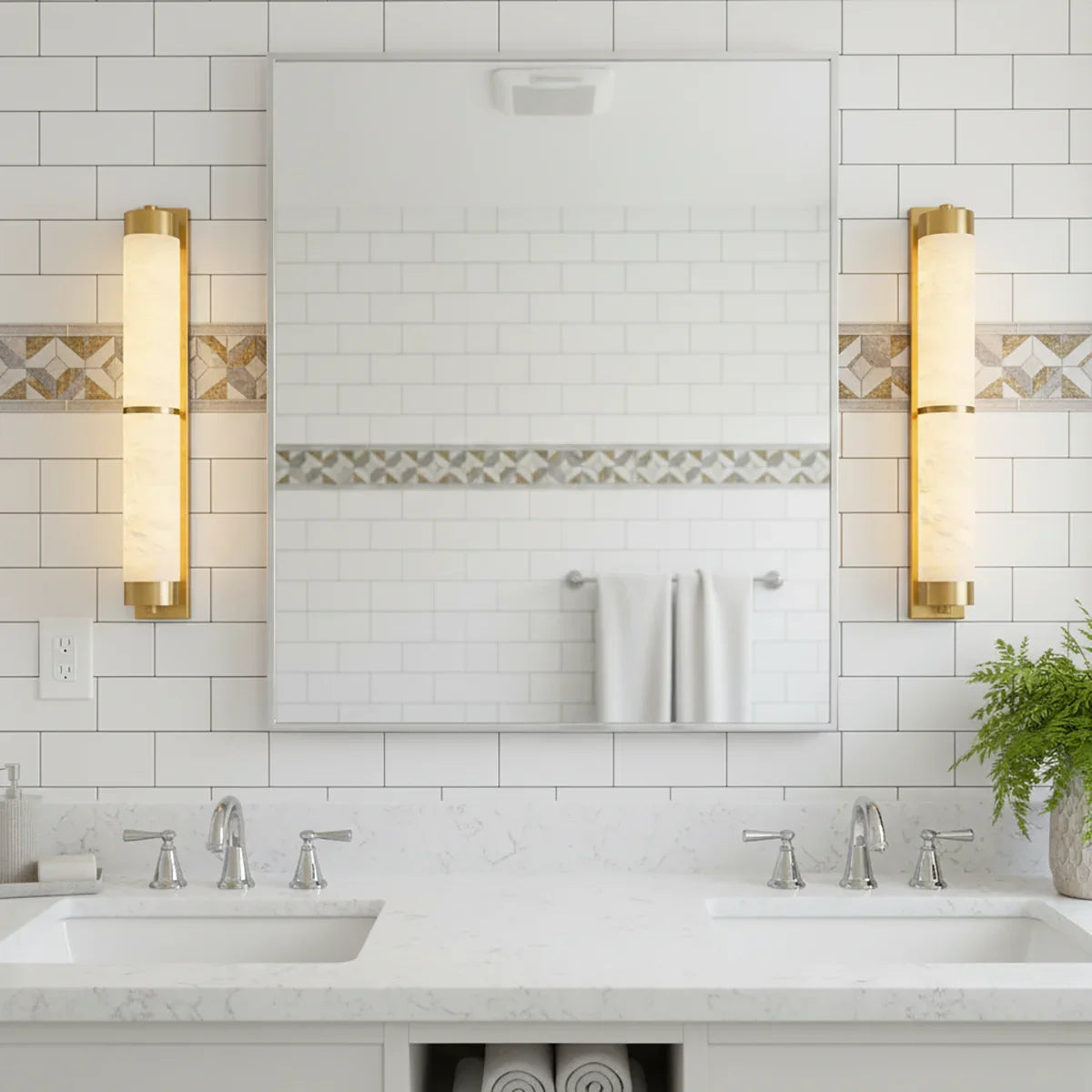 Calista Linear Alabaster Brass Sconce