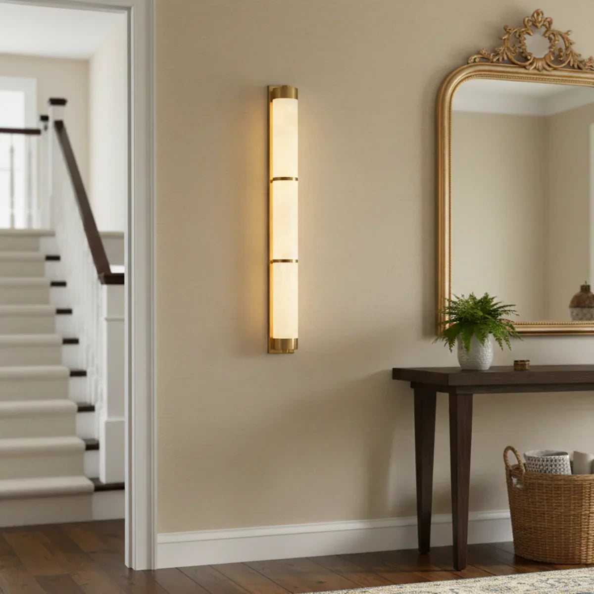 Calista Linear Alabaster Brass Sconce