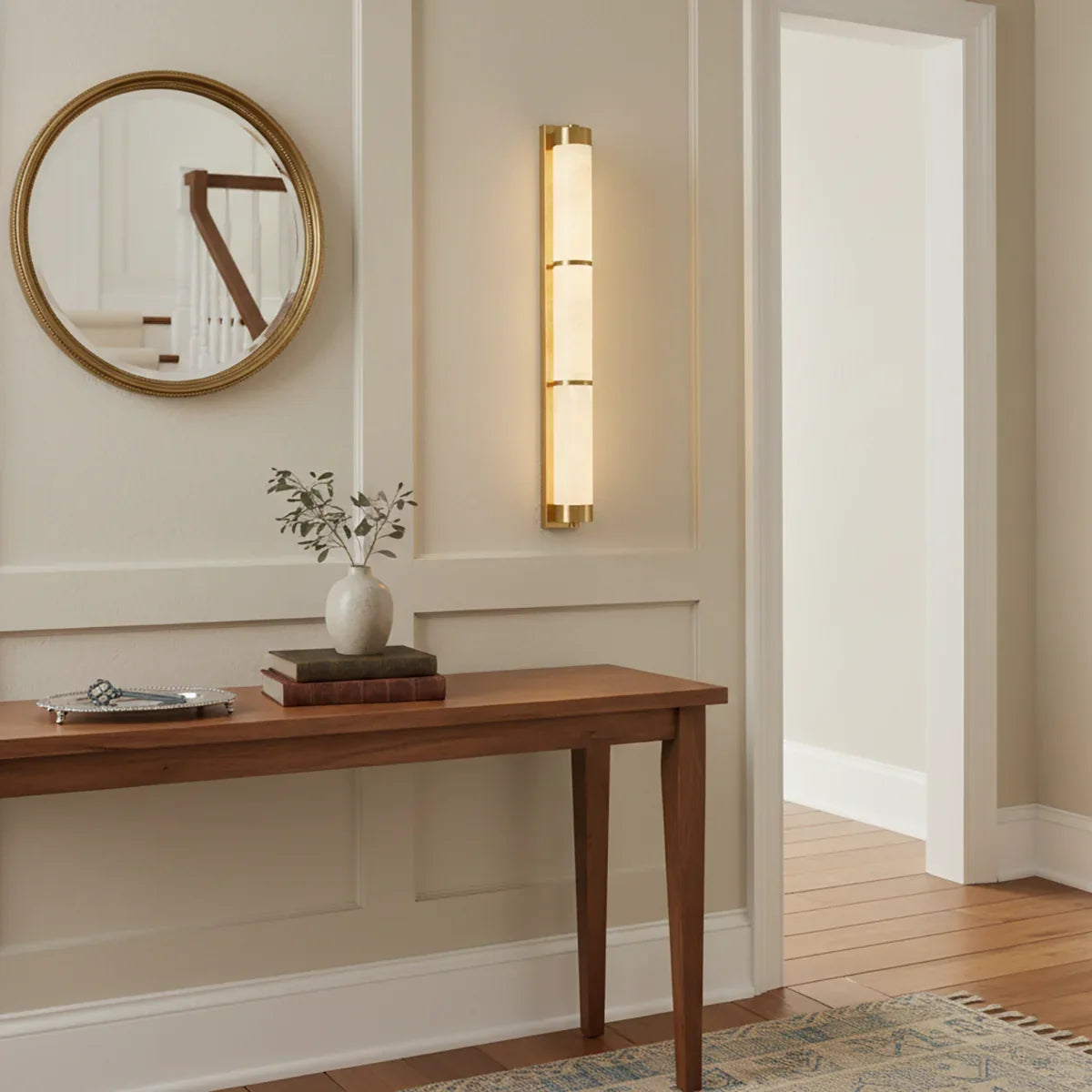 Calista Linear Alabaster Brass Sconce