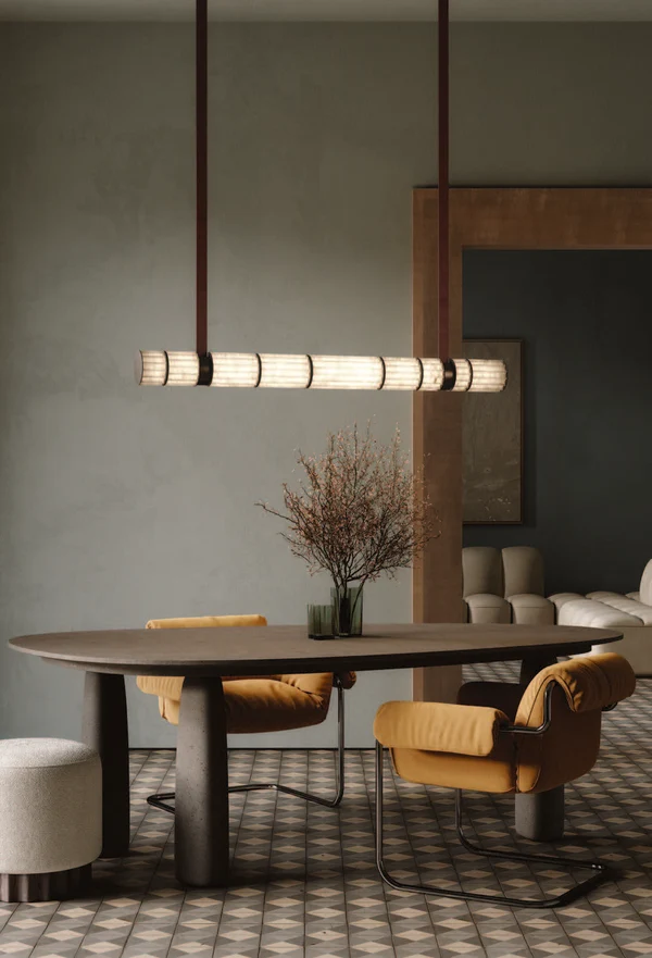 Cavellia Alabaster Leather Linear Chandelier