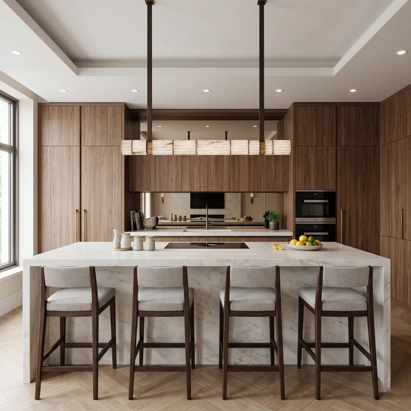 Cavellia Alabaster Leather Linear Chandelier