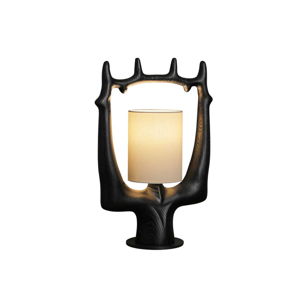 Cervina Sculptural Wood Ring Table Lamp