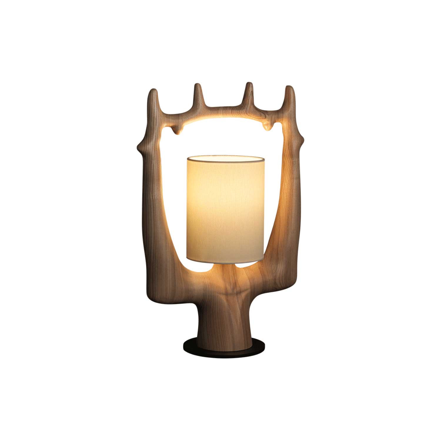 Cervina Sculptural Wood Ring Table Lamp