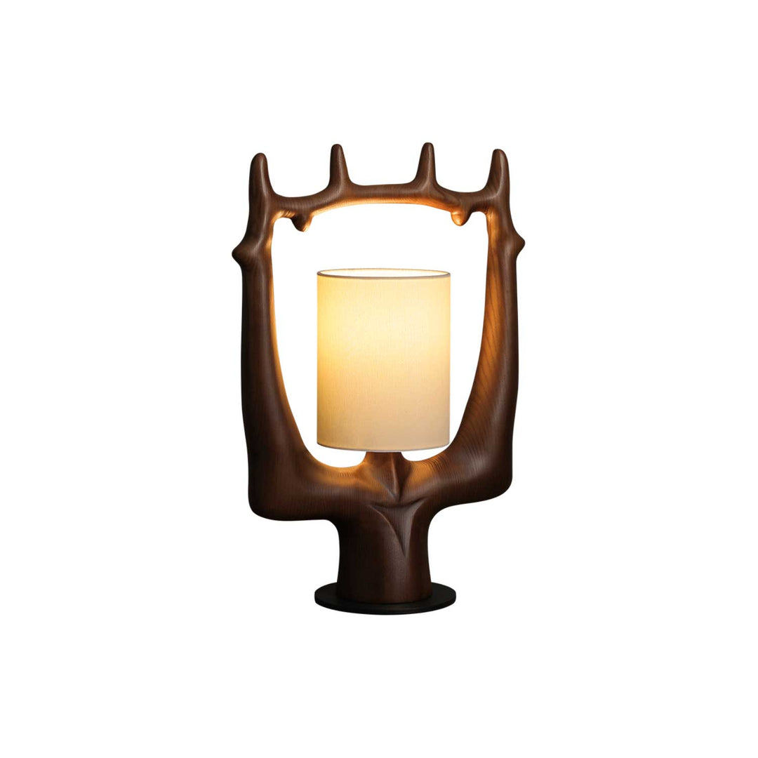 Cervina Sculptural Wood Ring Table Lamp