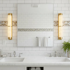 Cylindra Alabaster Brass Wall Light