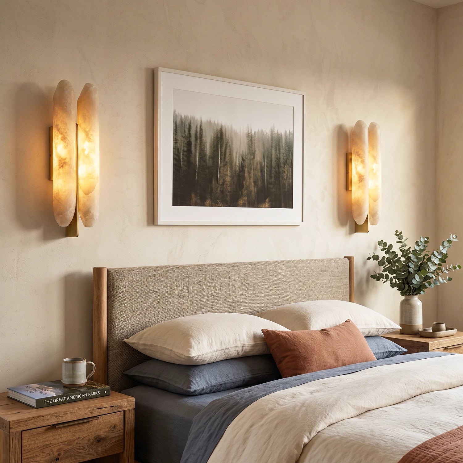 Double Husk Alabaster Wall Sconce