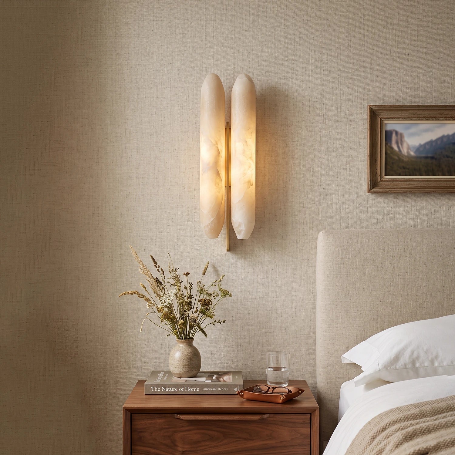 Double Husk Alabaster Wall Sconce