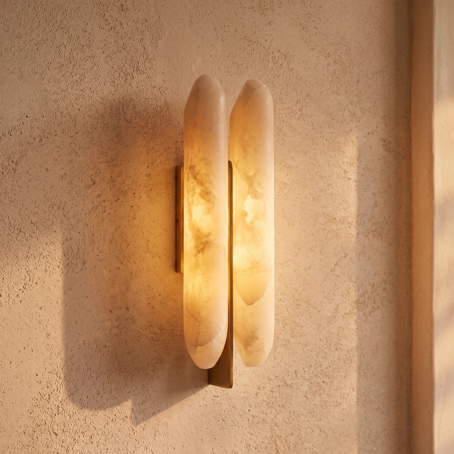 Double Husk Alabaster Wall Sconce