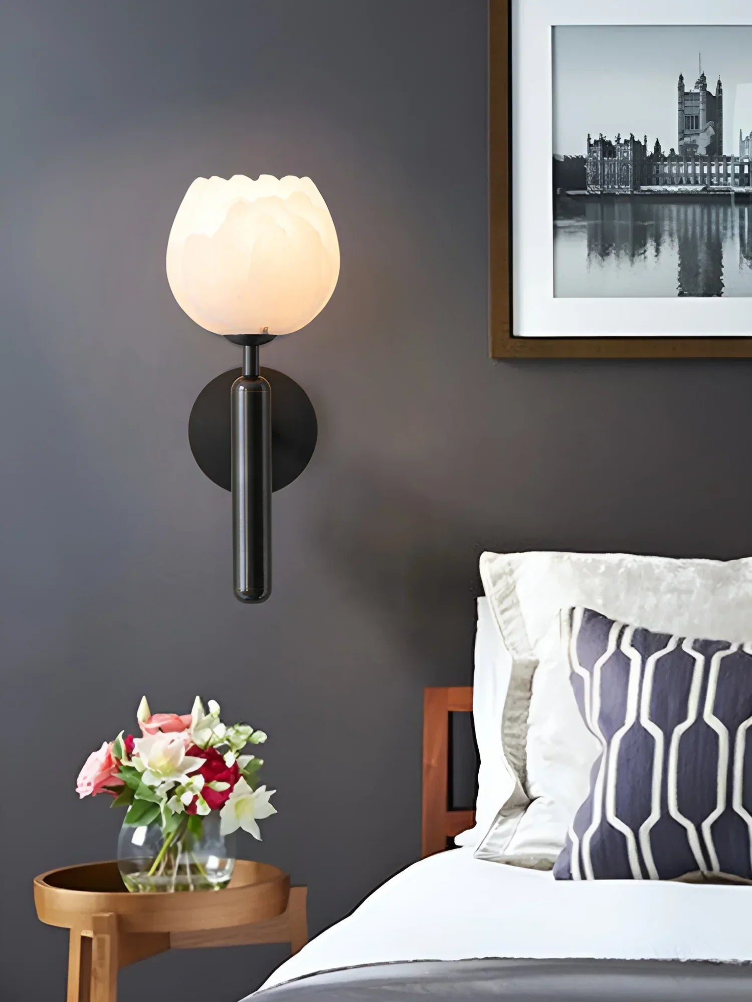 Elowen Alabaster Blossom Wall Sconce