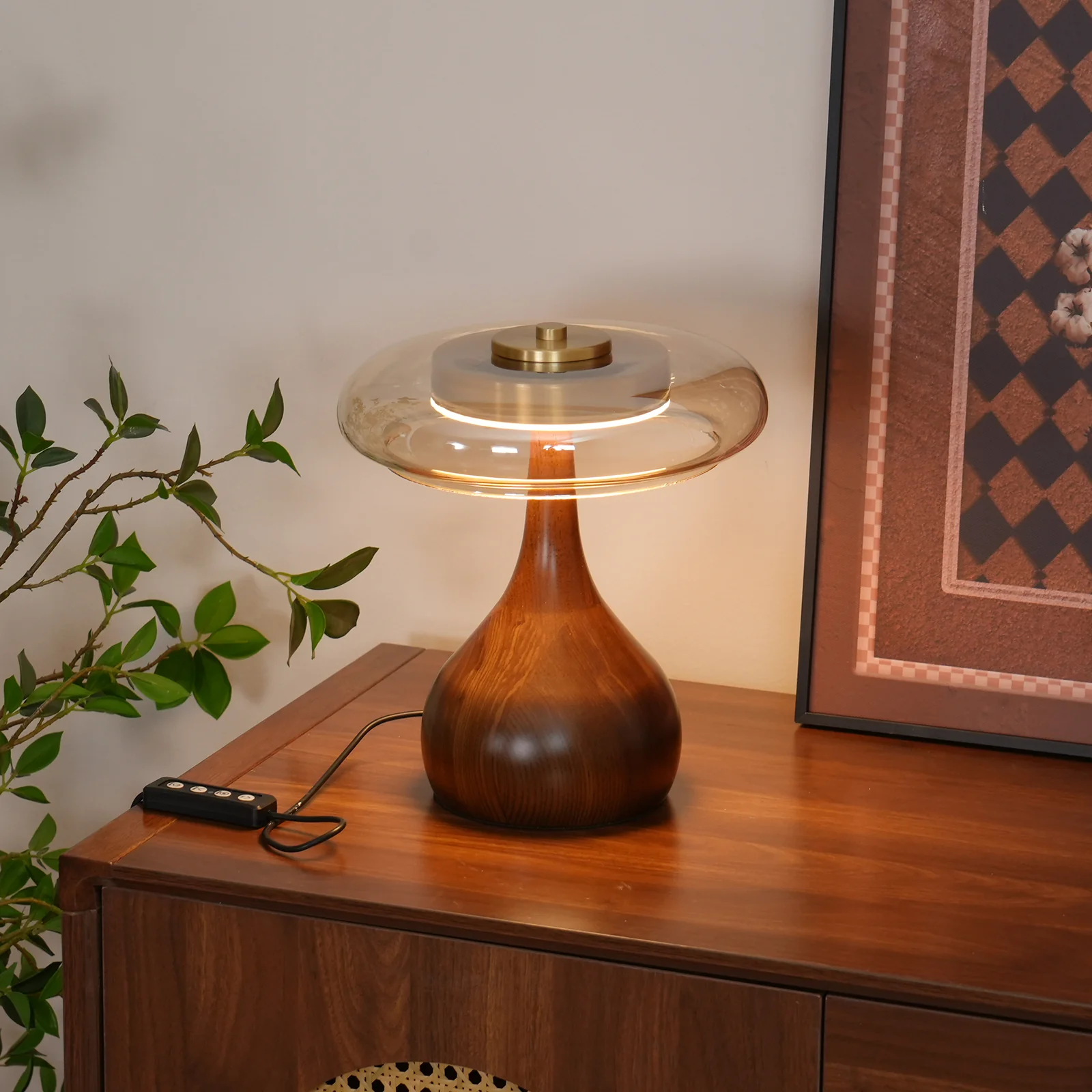 Elowen Amber Glass Table Lamp