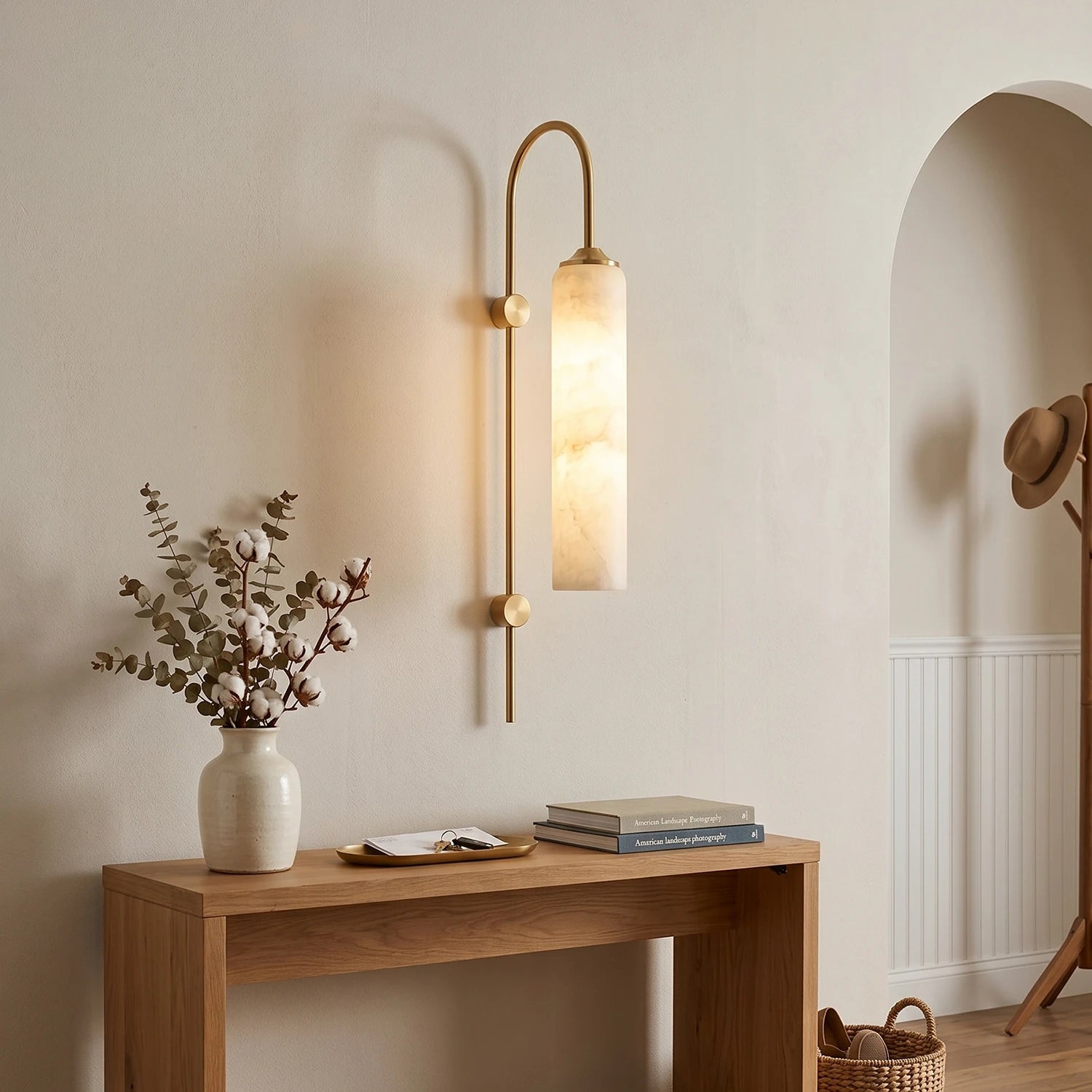 Elowen Suspended Alabaster Column Sconce