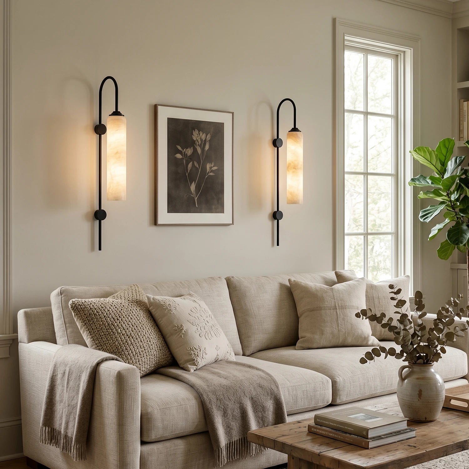 Elowen Suspended Alabaster Column Sconce