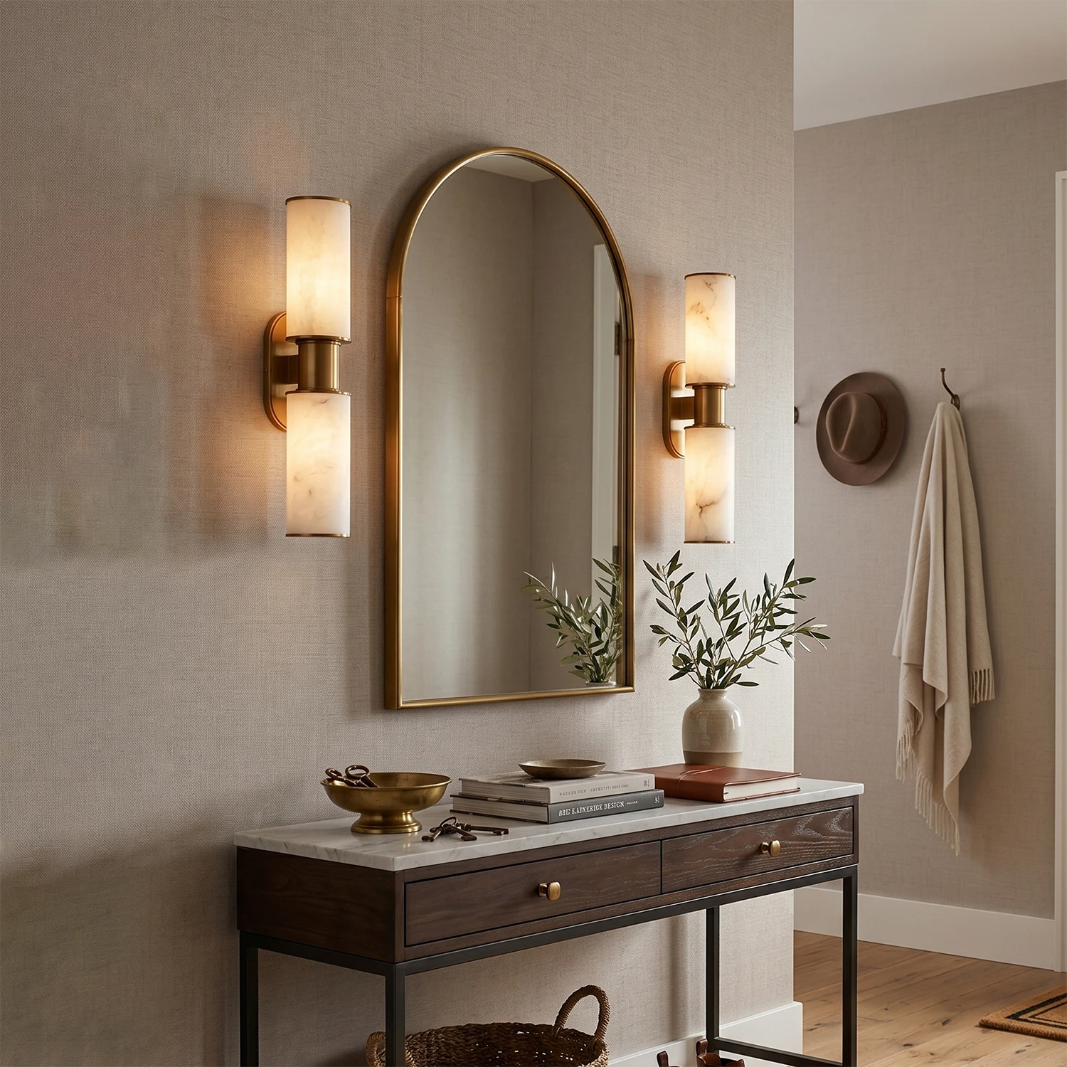 Elvara Alabaster Column Wall Sconce