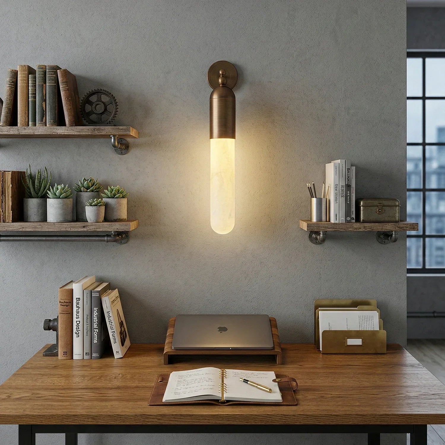 Elvara Linear Alabaster Wall Sconce