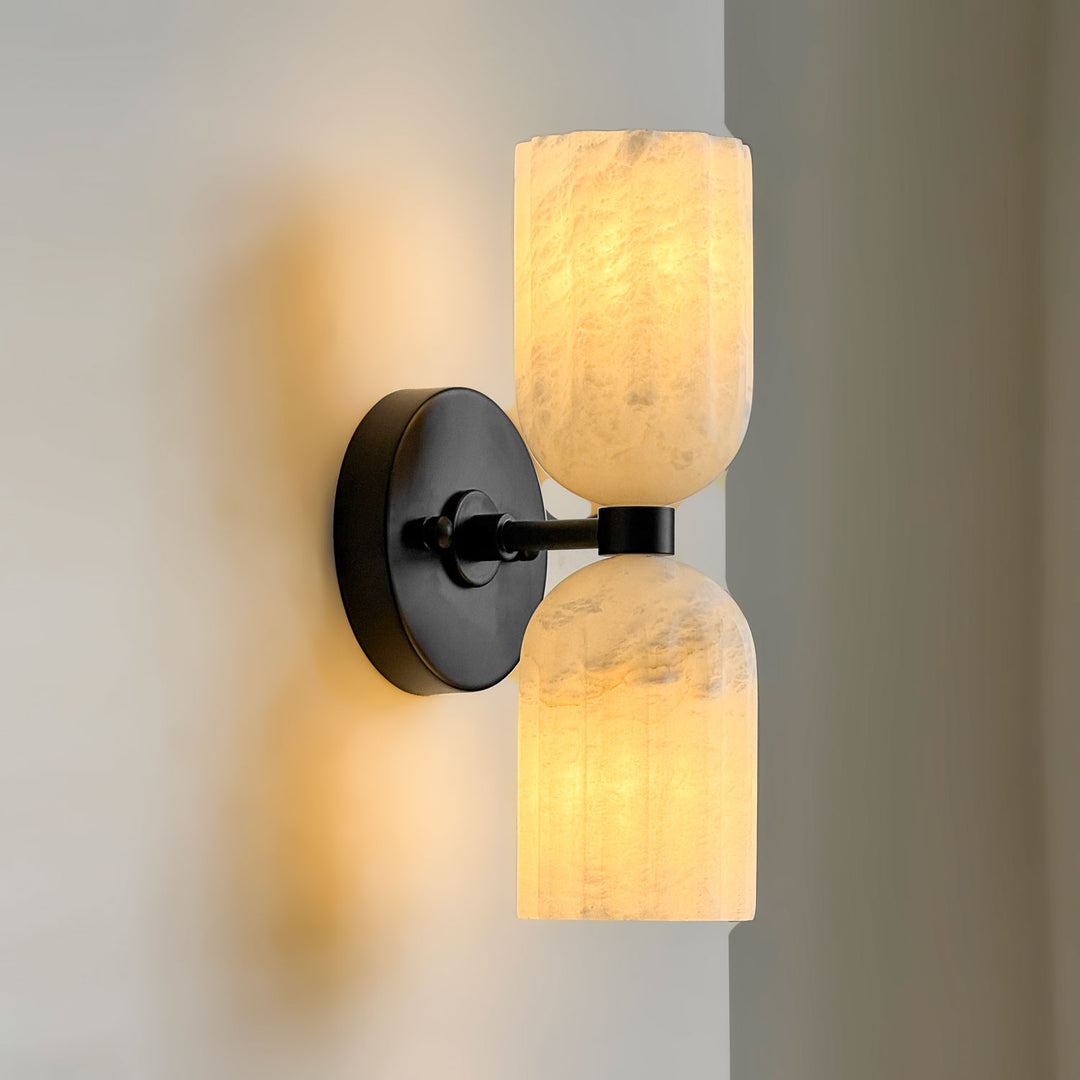 Elvara Twin Alabaster Pillar Wall Light