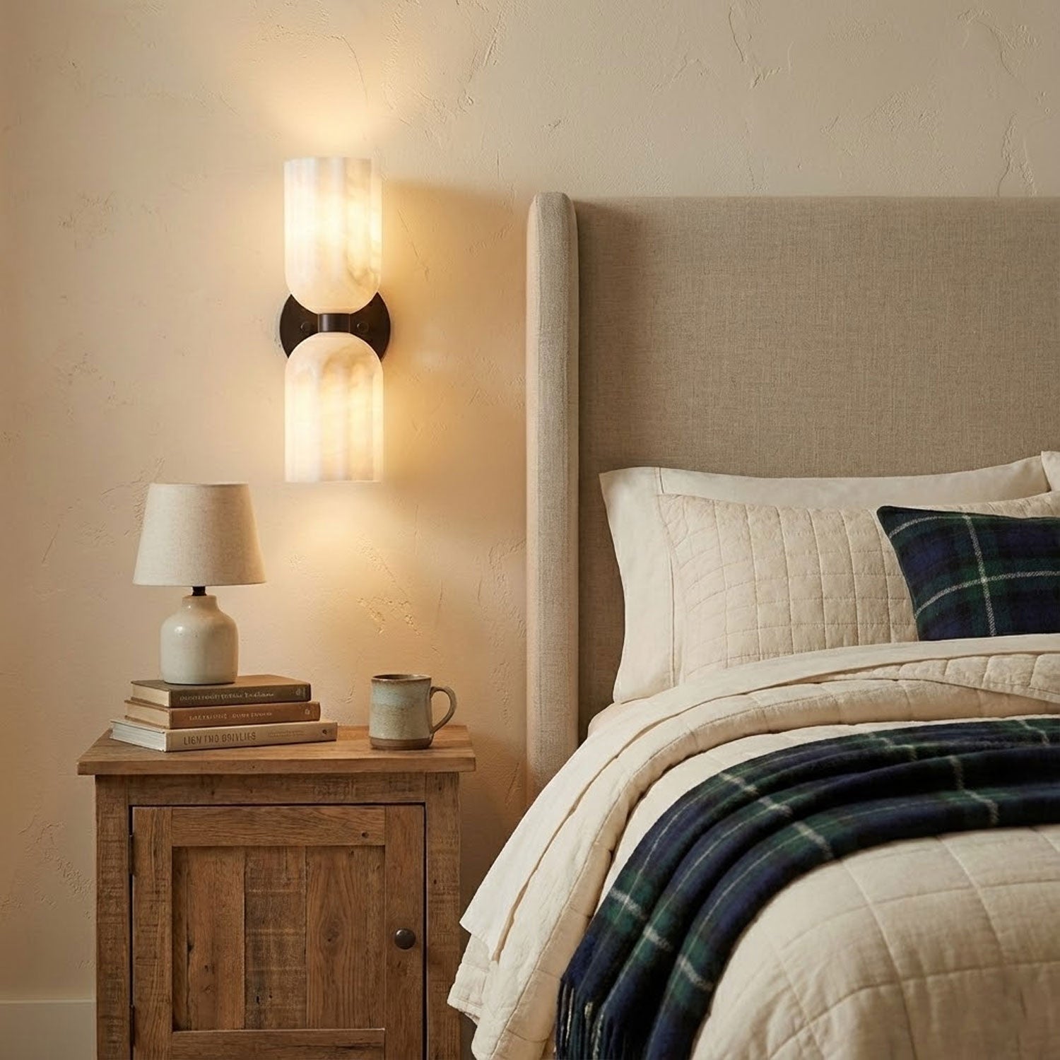 Elvara Twin Alabaster Pillar Wall Light