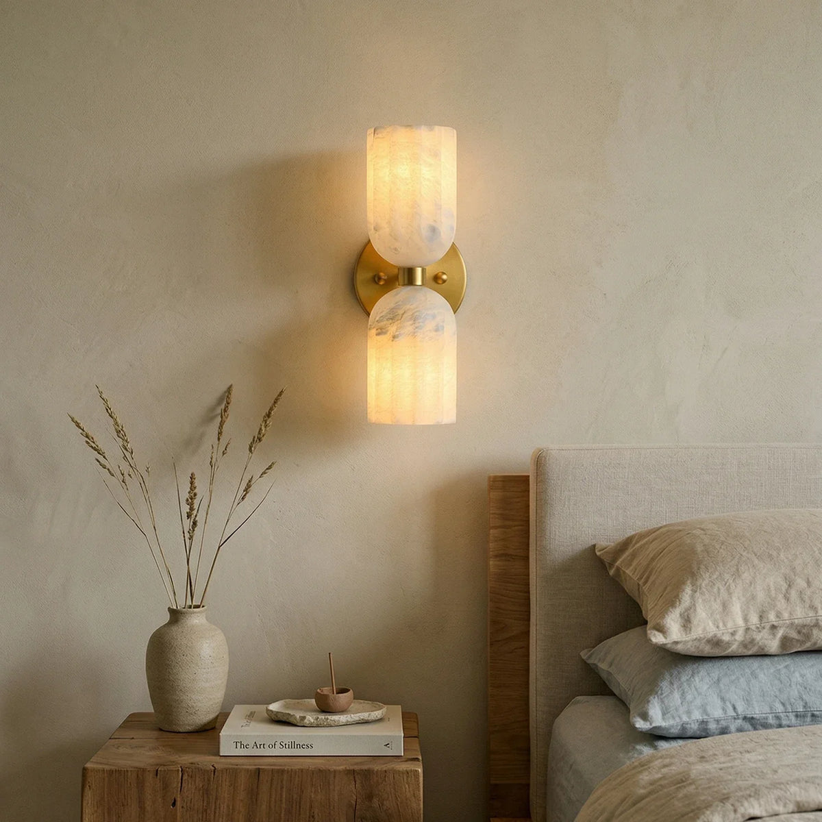 Elvara Twin Alabaster Pillar Wall Light