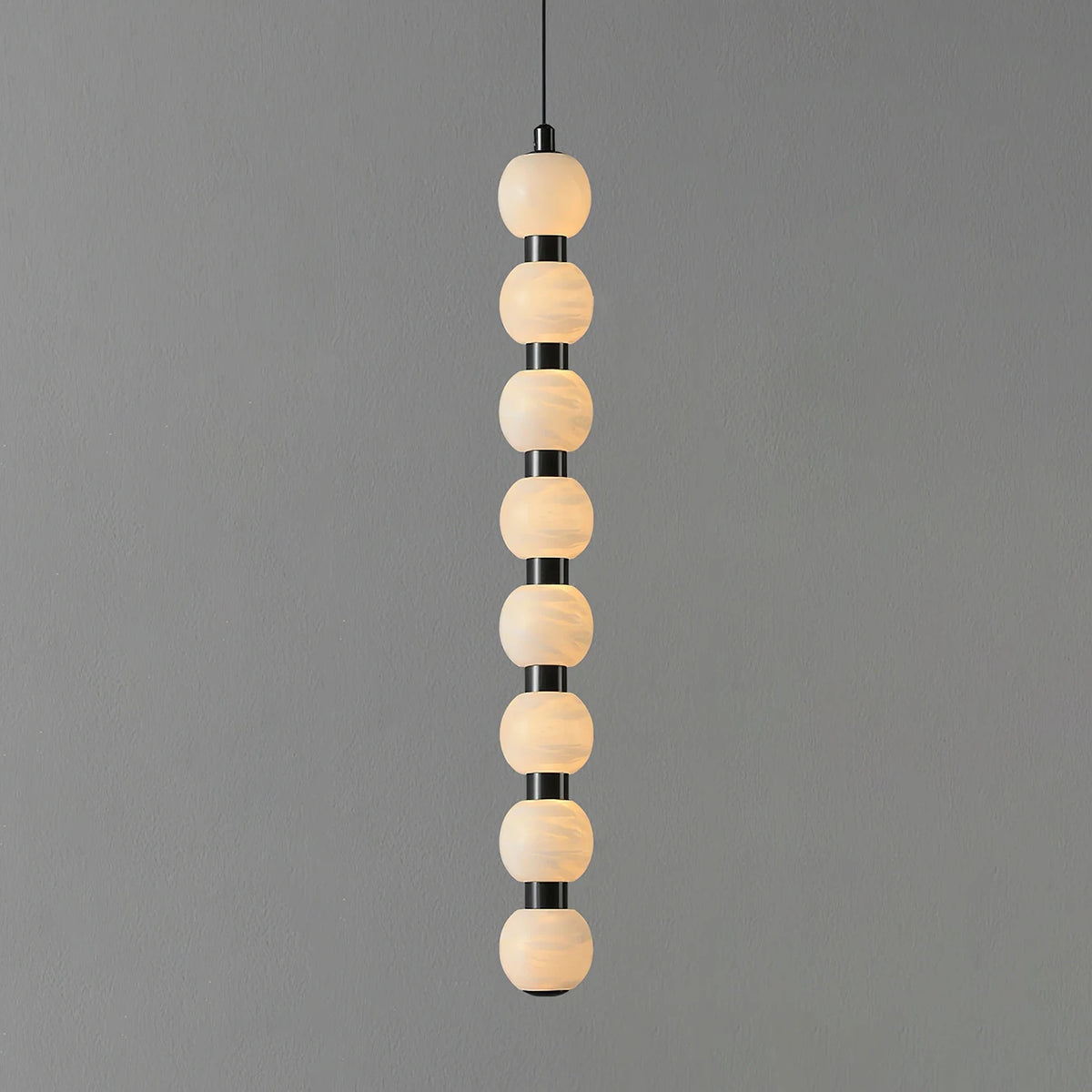 Linear Orbique Alabaster Bead Pendant Light