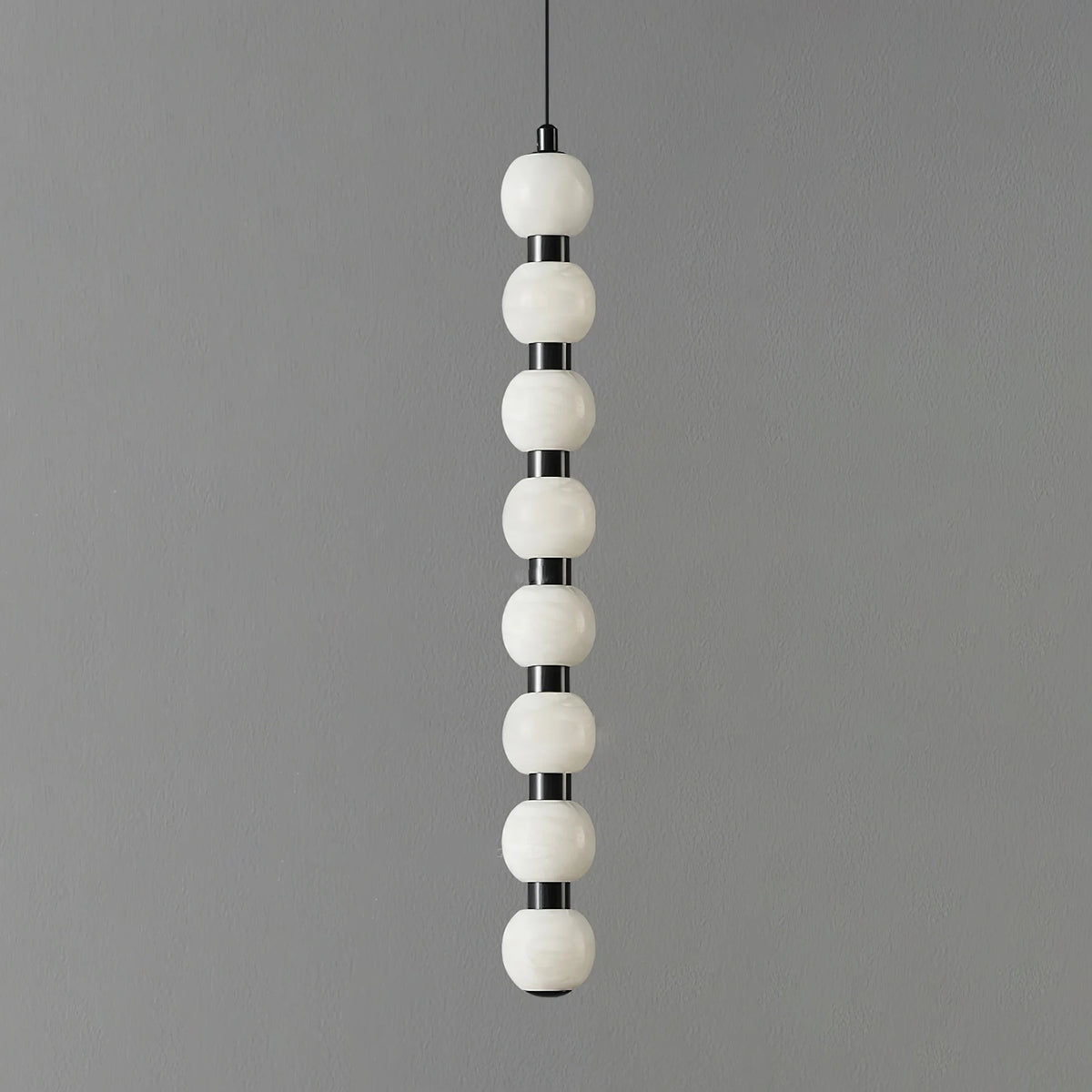 Linear Orbique Alabaster Bead Pendant Light