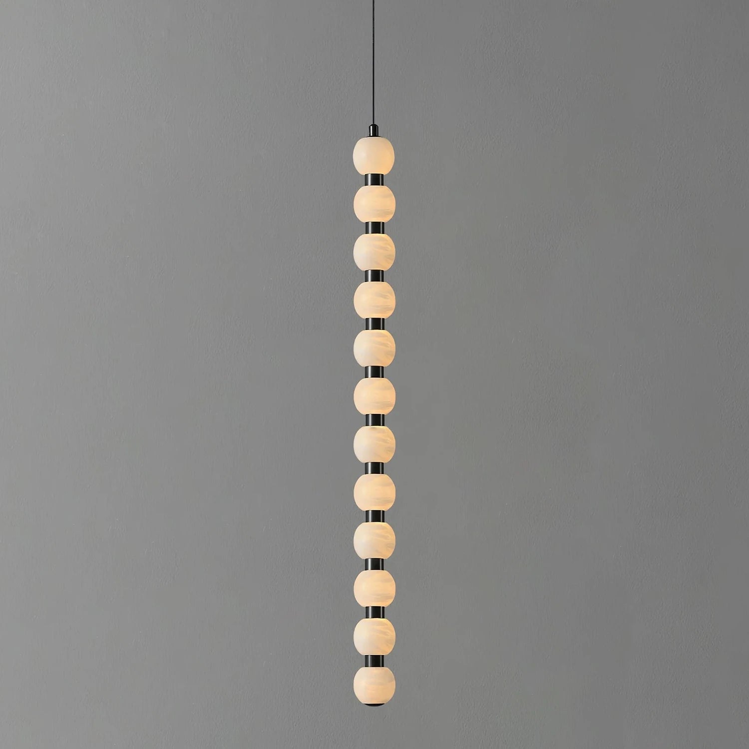 Linear Orbique Alabaster Bead Pendant Light