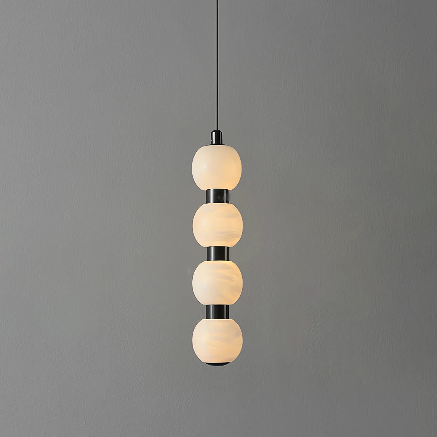 Linear Orbique Alabaster Bead Pendant Light