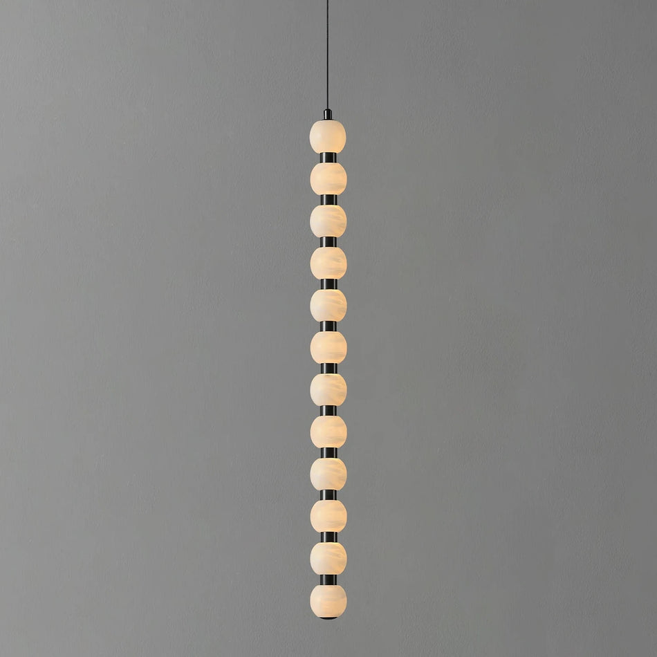 Linear Orbique Alabaster Bead Pendant Light