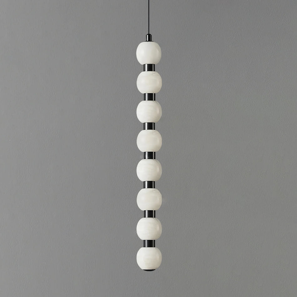 Linear Orbique Alabaster Bead Pendant Light