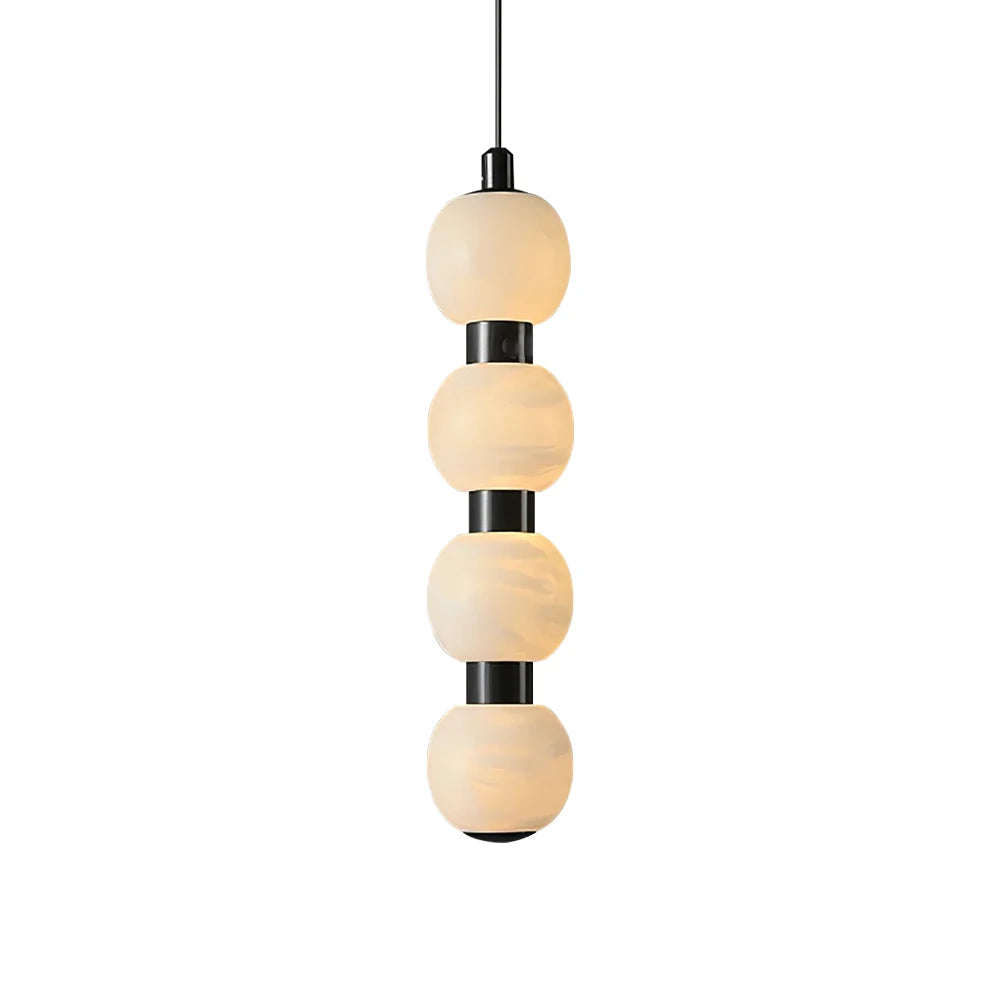Linear Orbique Alabaster Bead Pendant Light