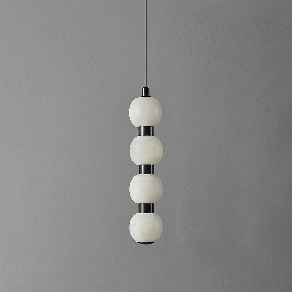 Linear Orbique Alabaster Bead Pendant Light