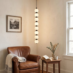 Linear Orbique Alabaster Bead Pendant Light