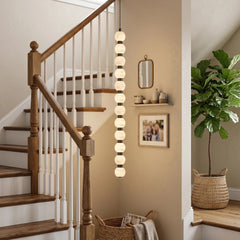 Linear Orbique Alabaster Bead Pendant Light