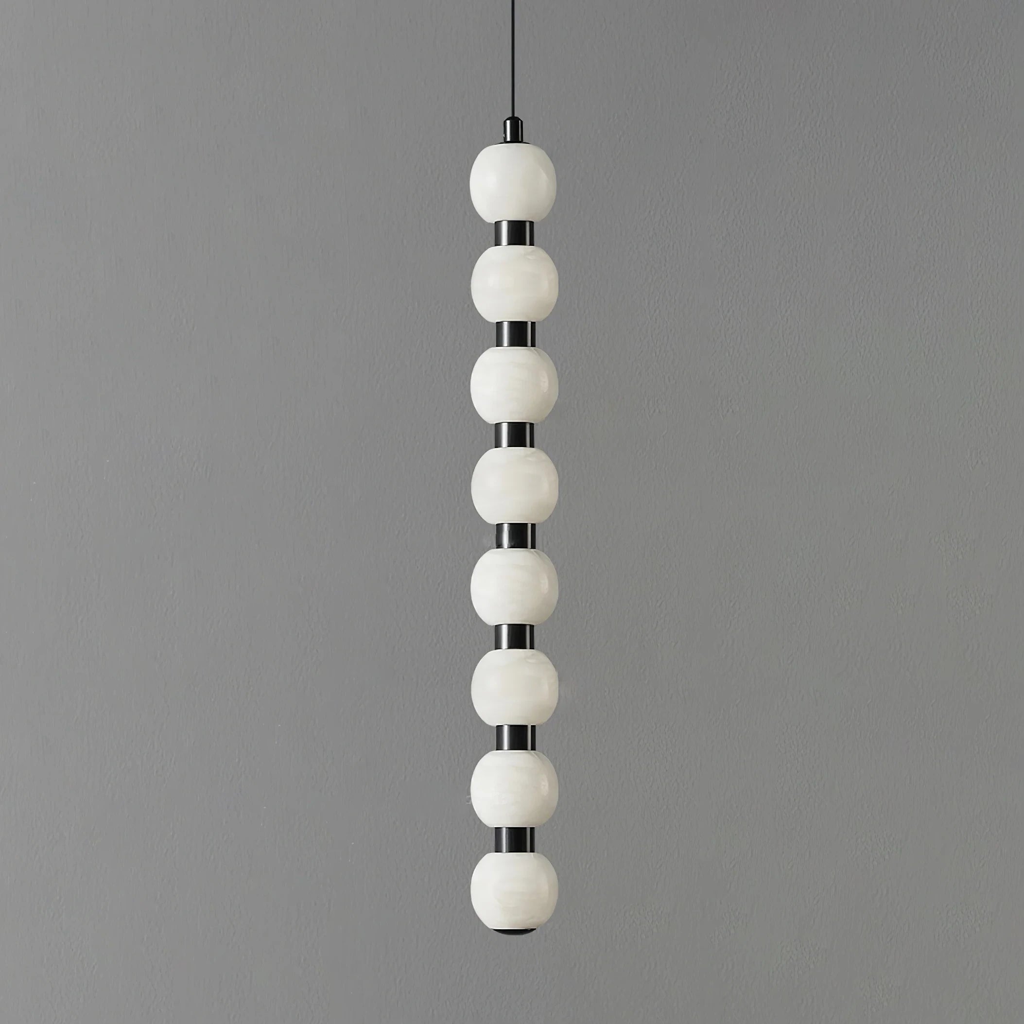 Linear Orbique Alabaster Bead Pendant Light