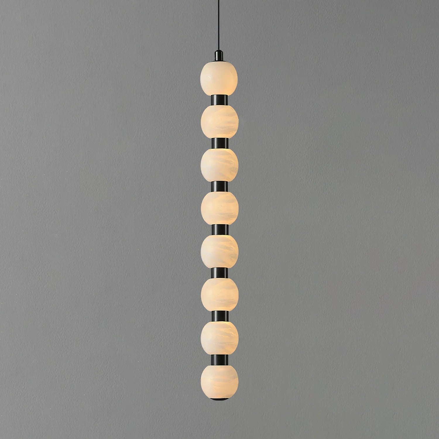 Linear Orbique Alabaster Bead Pendant Light