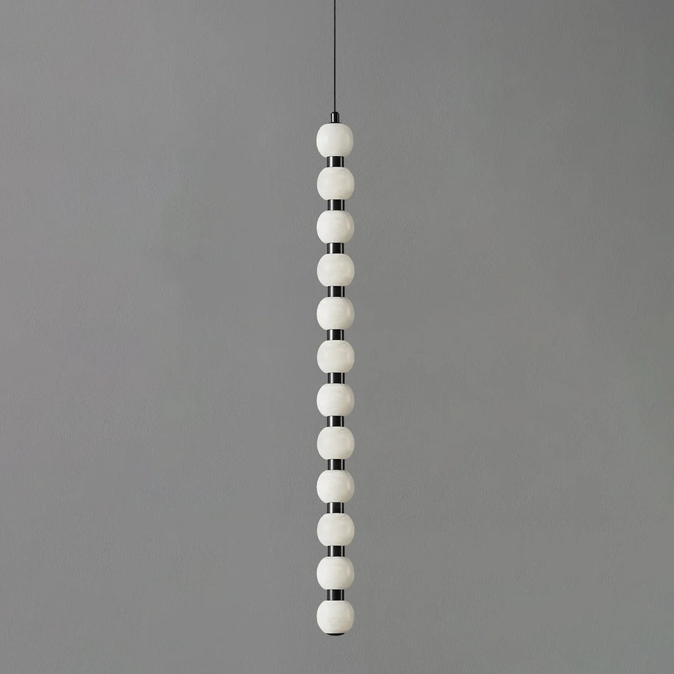 Linear Orbique Alabaster Bead Pendant Light