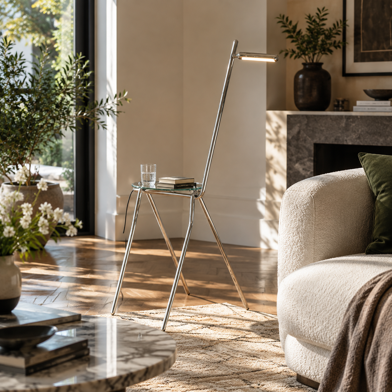 Liora Glass Side Table Floor Lamp