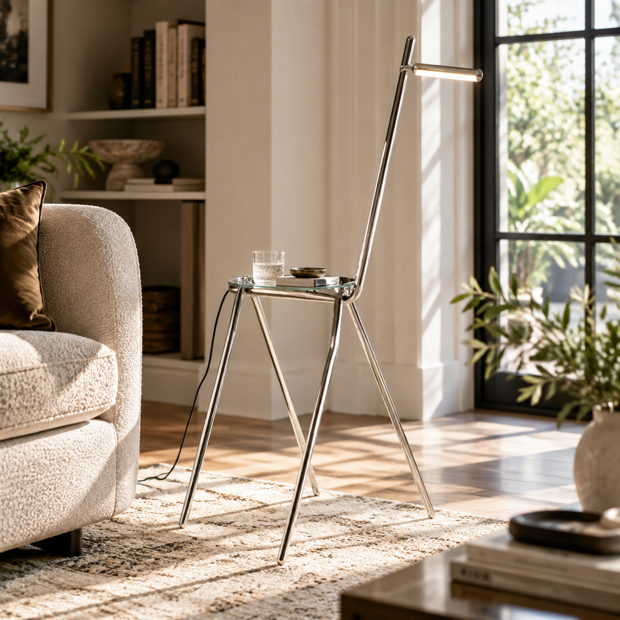 Liora Glass Side Table Floor Lamp